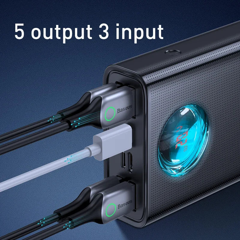 Baseus Power Bank 30000mAh 65W PD3.0 Quick Charging 3.0 FCP SCP Portable External for iPhone 16 15 14 Laptop Tablet Power bank