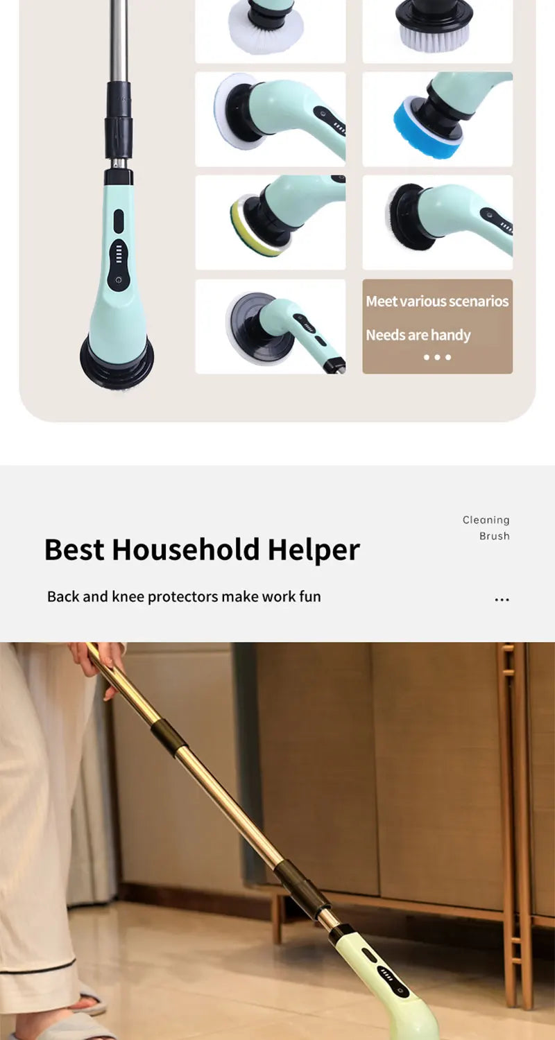 Cordless Spin Scrubber Electric Multipurpose Cleaning Brush for Kitchen Bathroom Toilet - Household Hair Brushes And Mops