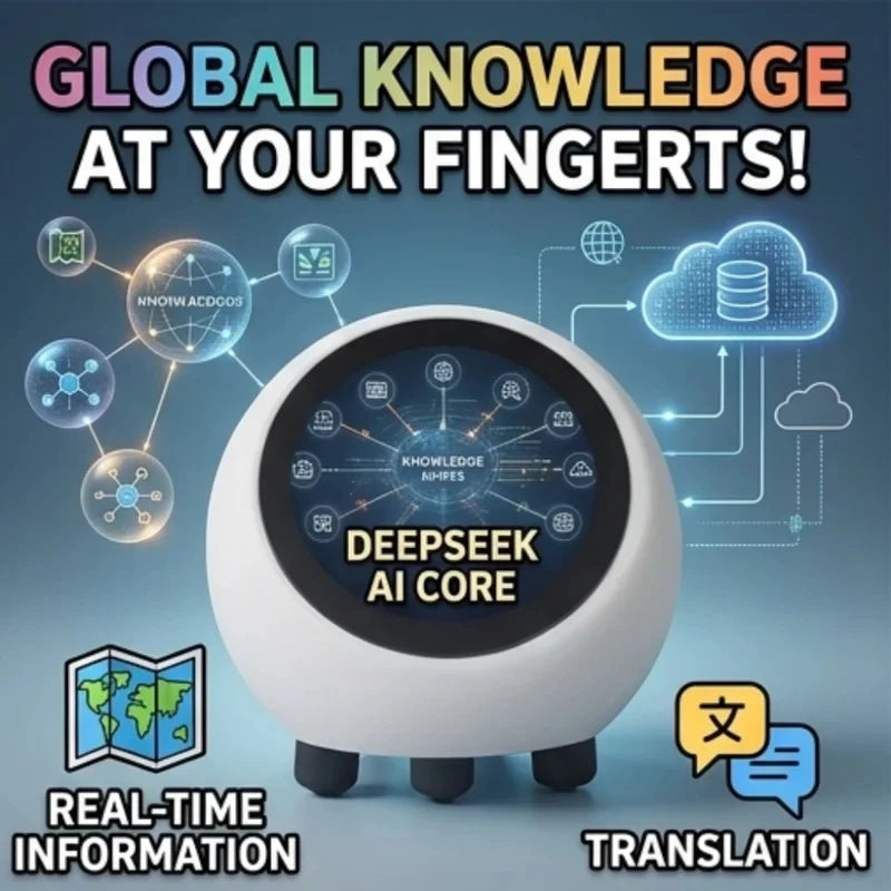 AI Voice Chat Robot No Touch Screen LCD Display Mini Robot Tabletop Ornaments Smart Assistant Robot for Home Decor(No Battery)